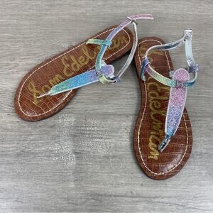 Sam Edelman Rainbow Ombre Glitter Gigi Charm Sandals Sz.3 NWOB